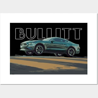 highland green bullitt Mustang GT 5.0L V8 Classic steve mcqueen Muscle Car jump Posters and Art